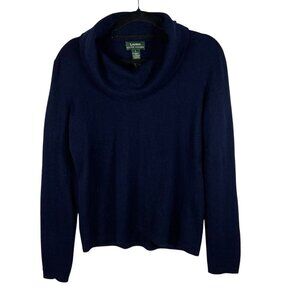 Lauren Ralph Lauren Merino‎ Wool Cashmere Angora Rabbit Sweater Size L Blue Soft